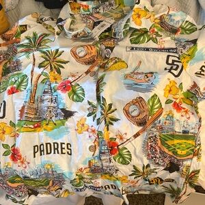 Reyn Spooner White Padres Themed Shirt